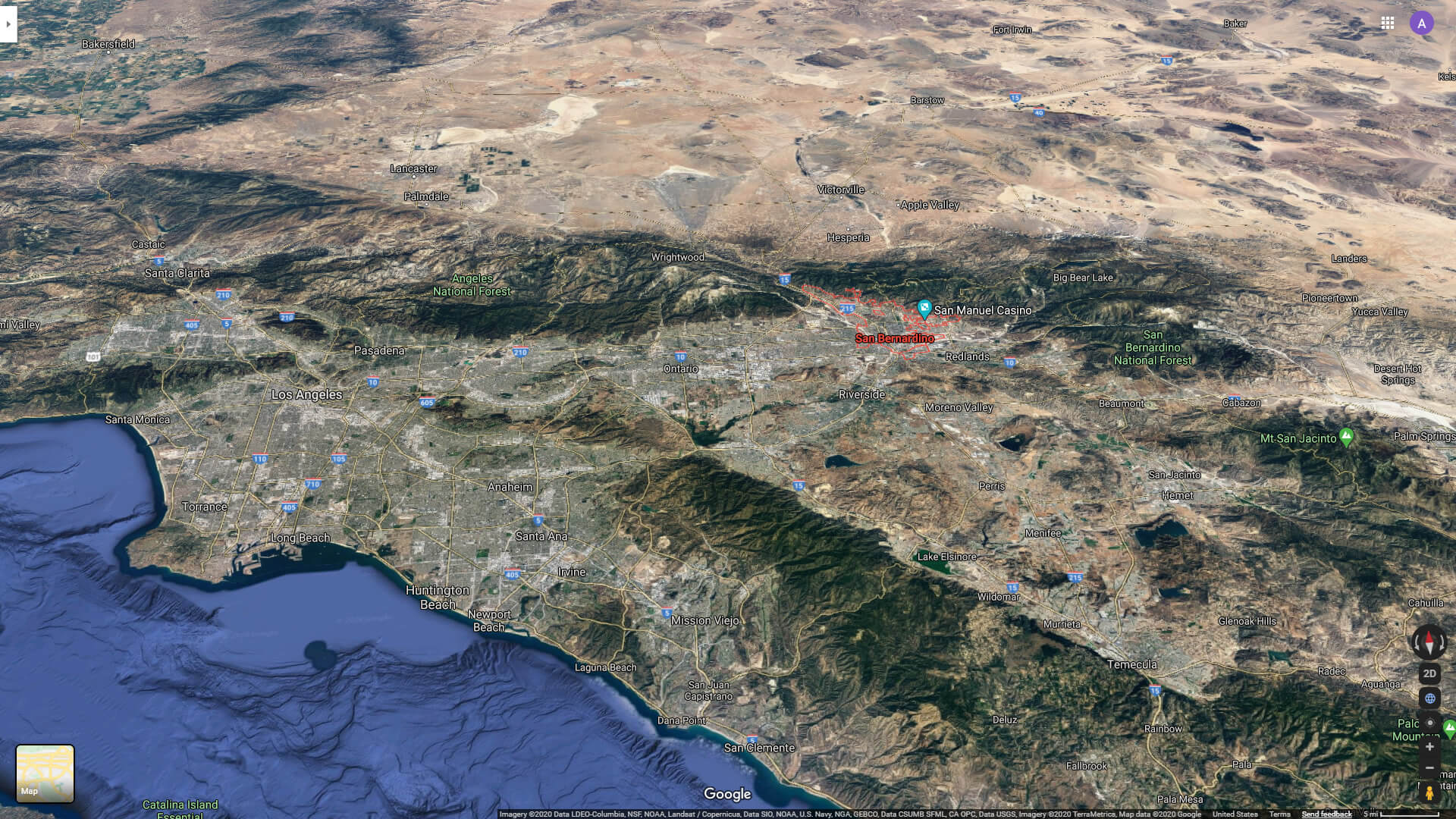 San Bernardino Satellite Vue carte